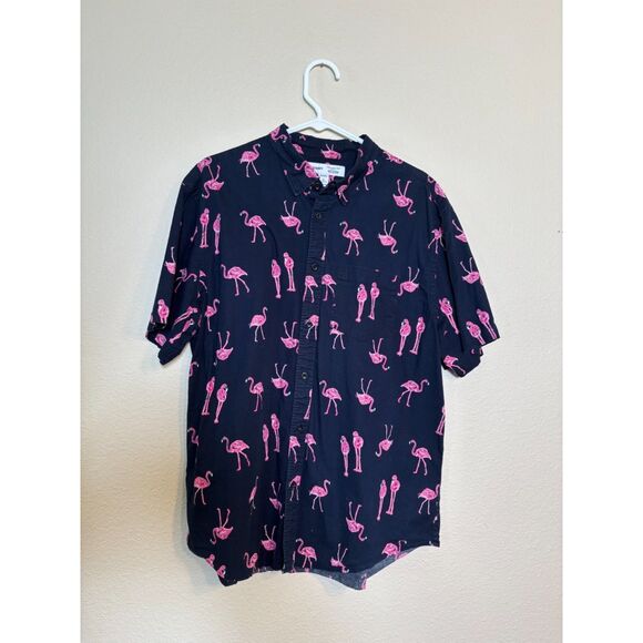 old navy mens flamingo button down size XL Pink & Navy - Picture 1 of 6